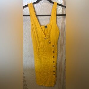 Wild Fable Yellow Gold Buttoned Sheath Midi‎ Dress